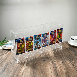 Expositor de acrílico transparente al por mayor con 6 ranuras para paquetes de refuerzo, fácil de montar, para tarjetas TCG, ideal para tiendas minoristas y colecciones de tarjetas. - Product Image 1