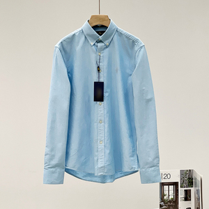 <span class=keywords><strong>Camisa</strong></span> Oxford de <span class=keywords><strong>Manga</strong></span> <span class=keywords><strong>Larga</strong></span> para <span class=keywords><strong>Hombre</strong></span>, de Algodón Puro, Color Sólido, con Botones, de Alta Calidad, Marca de Lujo # RL - Product Image 4