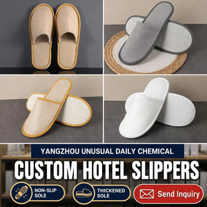 Pantoufles d'<span class=keywords><strong>Hôtel</strong></span> et de <span class=keywords><strong>Spa</strong></span> Jetables Personnalisées de Luxe 5 Étoiles, à Bout Fermé, en Velours Corail Blanc pour Chambres d'Hôtes - Product Image 4