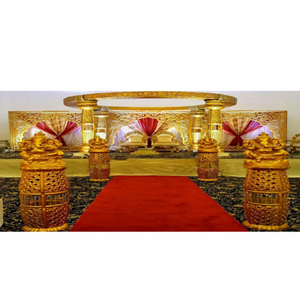 Fantastic Gold Theme Wedding Mandap New Design Round Wedding Mandaps Wedding Golden Pillar Mandap Set CALIFORNIA - Product Image 1