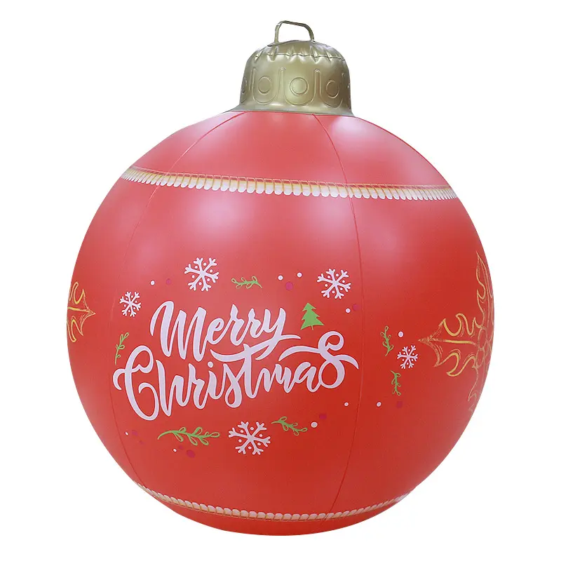 Luminous Pvc inflatable Christmas ball with letters printed Christmas outdoor decorations LED luminous holiday inflatable ball