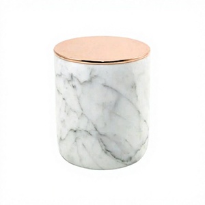 Pot en marbre blanc de haute qualité avec couvercle métallique hermétique, multifonctionnel pour le stockage du thé, du café, du sel et du sucre. - Product Image 1