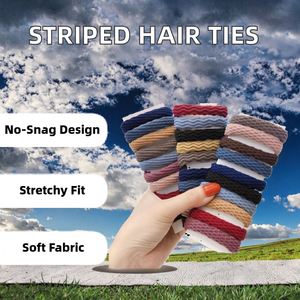 En gros, Élastiques à cheveux et accessoires en nylon élastique sans couture, style doux, à motifs à carreaux et rayures, pour cheveux et accessoires, type serviette - Product Image 2