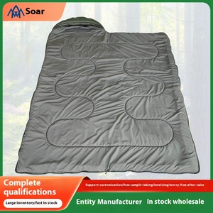 Tăng vọt 4 mùa quân đội màu xanh lá cây Túi ngủ dày ấm người lớn cắm trại ngoài trời xách tay bông polyester phong bì loại nhà máy - Product Image 3