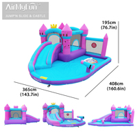 Château gonflable AirMyFun avec toboggan aquatique, château rebondissant pour enfants, toboggan extérieur, souffleur 750W, 4 personnes