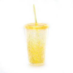 Creative Outdoor Summer Ice <strong>Cup</strong> Gel Refrigeration Double Layer Plastic Discoloration Crushed Ice <strong>Cup</strong> <strong>Chill</strong> Straw <strong>Cup</strong> Custom Patt - Product Image 1