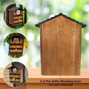 大型木制尖叫猫头鹰屋谷仓猫头鹰筑巢箱木制鸟屋户外装饰 - Product Image 4