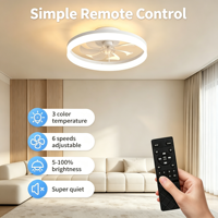 Ventilateur de plafond moderne blanc 60W avec télécommande, éclairage LED 19,7 pouces à 7 pales réversibles, pour chambre et salon à plafond bas, montage encastré