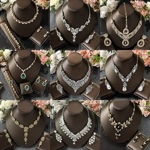 <span class=keywords><strong>ชุด</strong></span>เครื่องประดับเจ้าสาวสไตล์วินเทจแบบยุโรปอเมริกัน ประดับเพชรหลากสีรูปดอกไม้  ประกอบด้วยสร้อยคอ ต่างหู และกำไลข้อมือสำหรับผู้หญิง - Product Image 3