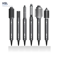 Lisseur de cheveux professionnel 6-en-1 ionique pliable et portable, brosse lissante et bouclante, séchage, 3 vitesses, alimenté par batterie, moteur BLDC 1200W