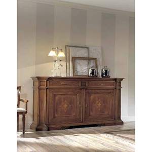 <b>Midcentury</b> Antique Design <b>Sideboard</b> Cabinet for Home Bar Wood with 2 Inlay Doors 2 Drawers and Secret Compartment - Product Image 1