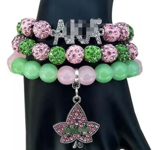 Rouge Delta Sigma Sgrho Alpha Kapp Alpha OES Rose Vert Sororité Fraternité Bracelet Ensemble Bijoux ZETA PHI BETA DOVE <span class=keywords><strong>1920</strong></span> Bracelet - Product Image 4