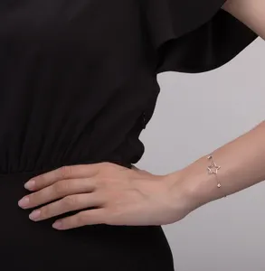 Nueva joyería fina para mujer, pulseras de pentagrama simples con personalidad ajustable de Plata de Ley 925