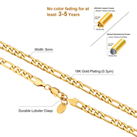 Cadena de Acero Inoxidable con Eslabones Cubanos y Figaro, Chapada en Oro Real de 14K, 18K, 24K, de 3mm, 5mm, 7mm, para Hombre y Mujer