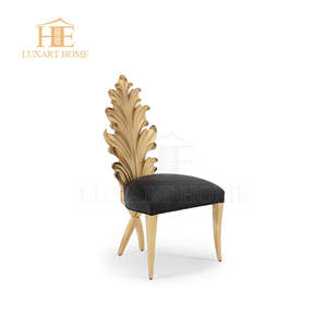 Silla de comedor de lujo francesa para el hogar, cafetería, Hotel, boda, tapicería de hoja dorada, silla de restaurante de terciopelo, diseño moderno sólido para <span class=keywords><strong>Villa</strong></span> - Product Image 1