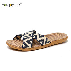 Mode nouveau été hommes anti-dérapant bohême lin naturel croix <span class=keywords><strong>bande</strong></span> en plein air mode maison pantoufles pour femmes pour la maison intérieur - Product Image 4