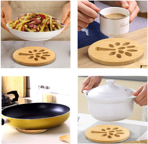 FSC FSC ชุดแผ่นรองจานร้อนสำหรับห้องครัวที่<span class=keywords><strong>วาง</strong></span>กาน้ำชาที่ทำจากไม้ไผ่ธรรมชาติ - Product Image 4