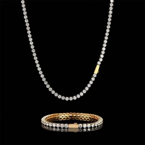 Conjunto de Joyería de Lujo Personalizado: Collar y Pulsera de Cadena de Tenis de Acero Inoxidable con Circonitas de 4mm para Hombre y Mujer - Product Image 6
