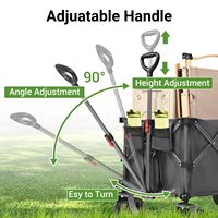 Wagon pliable, chariot de plage pliable avec grandes roues pour le sable, utilitaire tout-terrain robuste et chariot de jardin