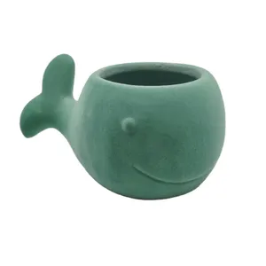 陶瓷植绒海豚动物花盆，用于多汁工艺品和礼品