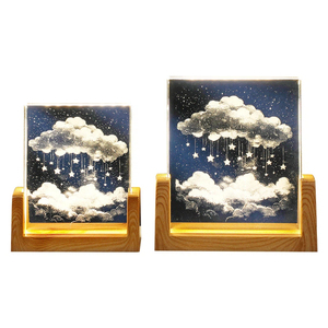 Luce Notturna LED in Vetro Intagliato Quadrato, Decorazione a Forma di Pianeta, Illuminazione d'Ambiente per Camera <span class=keywords><strong>da</strong></span> Letto, Regalo di Compleanno - Product Image 5