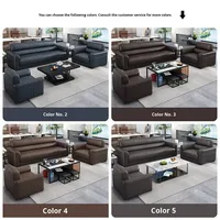 Sofá de Oficina Simple para Jefes, Sofá de Cuero de Tres Plazas para Recepción de Negocios con Función de Cama y Mesa de Centro