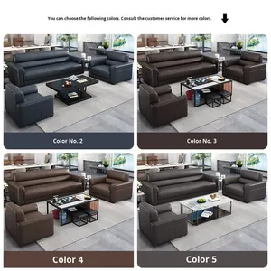 Divano da Ufficio Semplice per Dirigenti, Piccolo Divano a Tre Posti in Pelle con Funzione Letto <span class=keywords><strong>e</strong></span> Tavolino da Caffè - Product Image 3