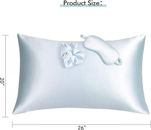 Vegan Silk <b>Sleep</b> Pillowcase Large Scrunchie Self Care Essential Satin Night Eye <b>Mask</b> Set for Hair and Skin - Product Image 2