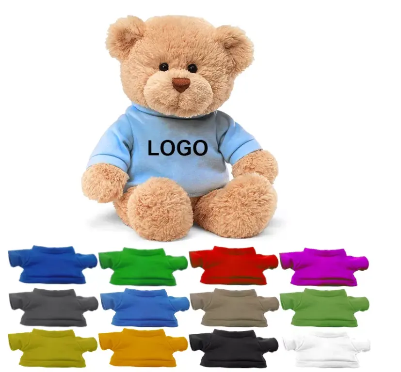 customized logo teddy bear t shirt wholesale baby cotton graduation mini small buff stuffed bulk plush teady soft toy