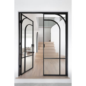 Puertas Interiores de Aluminio Elegantes con Manija de Latón para Casas, Diseño de Rejillas Arqueadas Internas, Puertas Francesas de Acero para Habitaciones - Product Image 3