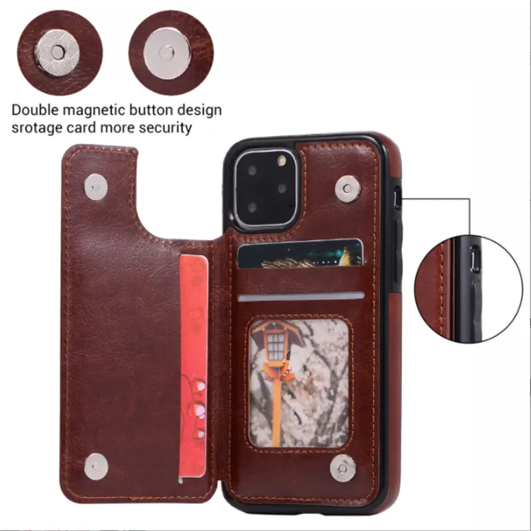 High Quality PU Stand Card Holder Wallet Flip Plain Leather Phone Case for For iPhone 14 14 pro 14 max 14 Pro max