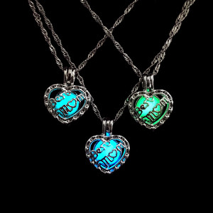 Collier de maman lumineux brille dans le noir, alliage creux peut ouvrir la <span class=keywords><strong>Cage</strong></span> pendentif collier cadeau pour la fête des mères - Product Image 4