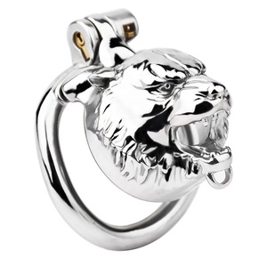 Edelstahl Tiger-Kopf Männlicher Keuschheitskäfig mit Penisring-Verschluss BDSM Cock Cage für Männer <span class=keywords><strong>Gay</strong></span> Pleasure Sexspielzeug - Product Image 4