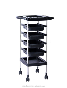 <span class=keywords><strong>Pas</strong></span> <span class=keywords><strong>cher</strong></span> équipement de salon de chariot en plastique noir tiroirs de beauté portable chariot de plateau - Product Image 5