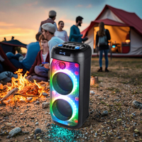 Système audio portable avec batterie, double haut-parleurs 8 pouces, Hifi RGB 5.0, 60W, micro sans fil, multi-connexions, enceinte de karaoké pour fêtes en extérieur
