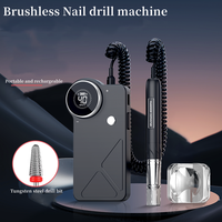 Nouvelle perceuse électrique sans brosse de lime à ongles d'acier inoxydable 85w avec la polisseuse à ongles à piles d'e-file de poignée mince de pro