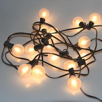 Guirnalda de Luces LED G40 E12 Esmeriladas para Jardín, Impermeables IP44, de Plástico para Exteriores, con Cable Blanco y Negro