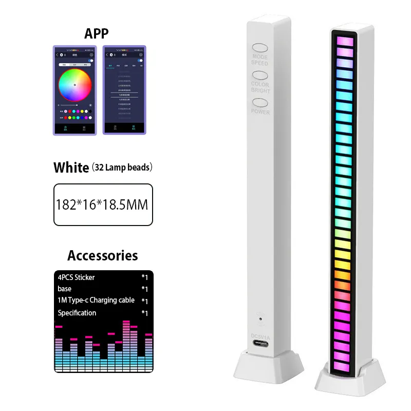 Atmósfera recargable de alta calidad Control de aplicación de 32 bits Música Ritmo Luz decorativa