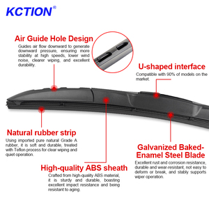 Gancho en U de limpiaparabrisas híbrido de caucho natural más vendido de Kction con salidas de aire aptas para Corolla Rav4 para Opel Hilux y más-se adapta a coches 90% - Product Image 2
