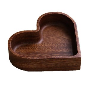 Heart Shape Wooden Tray Walnut Wood Color For Snacks And Candies Stackable Serving Trays - Product Image 5