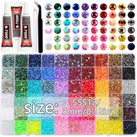 Boîte de 60/48/40/28/24 compartiments, bijoux pour ongles colorés, perles, strass, petits ornements en diamant pour nail art