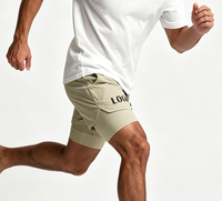 Shorts de sport pour homme à double couche doublée, imprimés sur mesure, en polyester et élasthanne extensible dans quatre sens, certifiés Oeko-Tex et écologiques