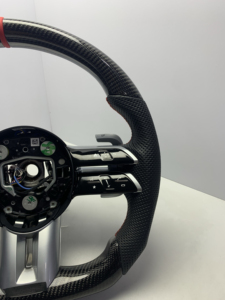 Volante Sportivo in Pelle e Fibra di Carbonio a 4/3 Razze per Nuove <span class=keywords><strong>Mercedes</strong></span> W223/W213/W222/GLC/<span class=keywords><strong>C253</strong></span>/CLA/W117/W204-206/GLE/GLS/GLA - Product Image 4