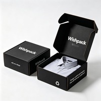 Boîtes d'expédition rigides en carton ondulé noir imprimées sur mesure pour vêtements, chemises, sous-vêtements, avec logo