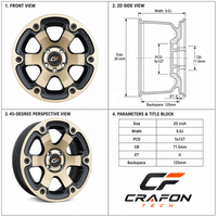 Nouvelles jantes forgées CF 6061-T6 noir mat 17-20 pouces 6x139.7 PCD 106.1 CB compatibles avec Bronco Raptor Badlands Sasquatch ODM