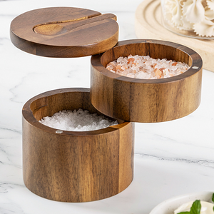 El popular contenedor giratorio para especias de madera de ciprés es adecuado para usar en cocinas domésticas para cocinar. - Product Image 5
