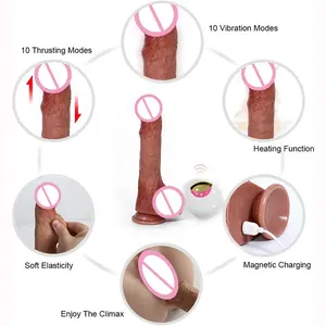 Sex toy Silicone télécommande 10 Modes de Vibration de poussée masseur de pénis électrique télescopique chauffant gode vibrateur pour femmes