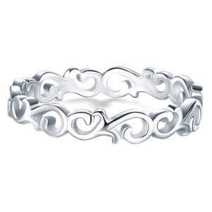 Anello Q512 Heart Eternity Band in Acciaio Inossidabile, Classico Unisex, Anello Nuziale Senza Pietre, Anelli alla Moda - Product Image 1