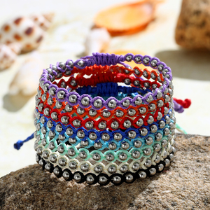 קיץ גולש בעבודת יד בוהמיאן יוניסקס קלוע צמיד ידידות צמיד חדש מצופה כסף ערימה צמיד חרוזים מעורבב צבעים מעורבים - Product Image 2