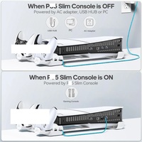 Support de refroidissement horizontal pour console Slim avec chargeur de manettes en ABS pour station de jeu Play 5 Console Station 5 Slim Gaming
